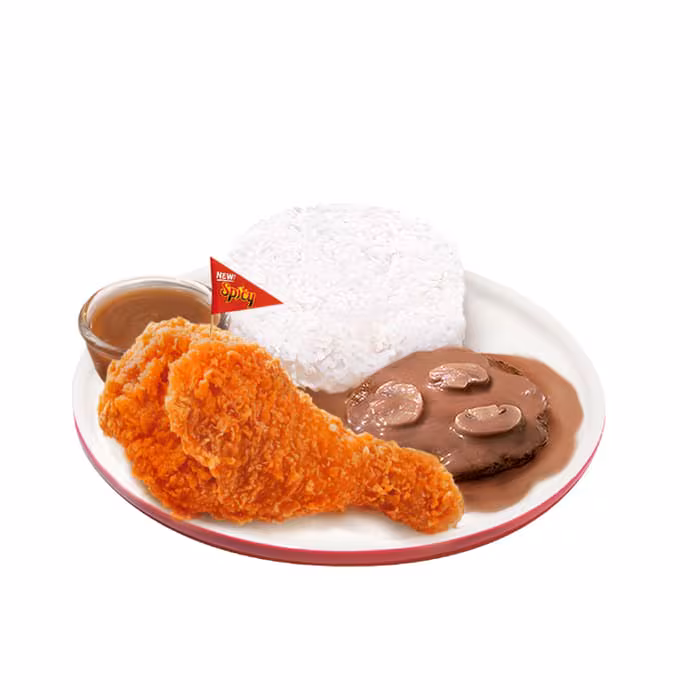 1 - pc. Chickenjoy New Spicy w/ Burger Steak Solo